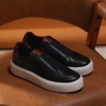 Sneaker Stilano Noire Cuir Grainé - Tres Confortable