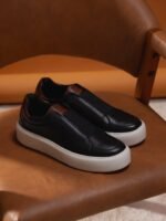 Sneaker Stilano Noire Cuir Grainé - Tres Confortable